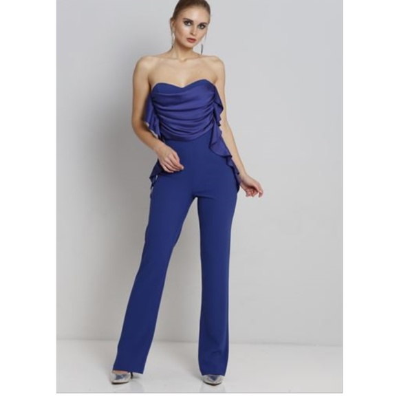 Pants - LAST ONE Cobalt Blue Strapless Jumpsuit (Tall)